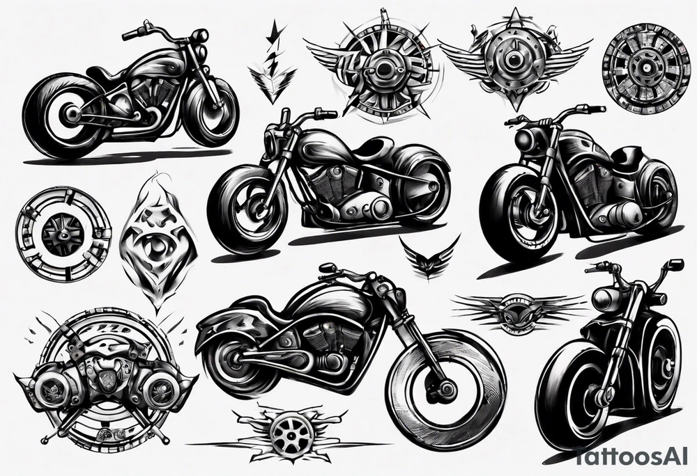 motorcycle speed wheel tattoo idea