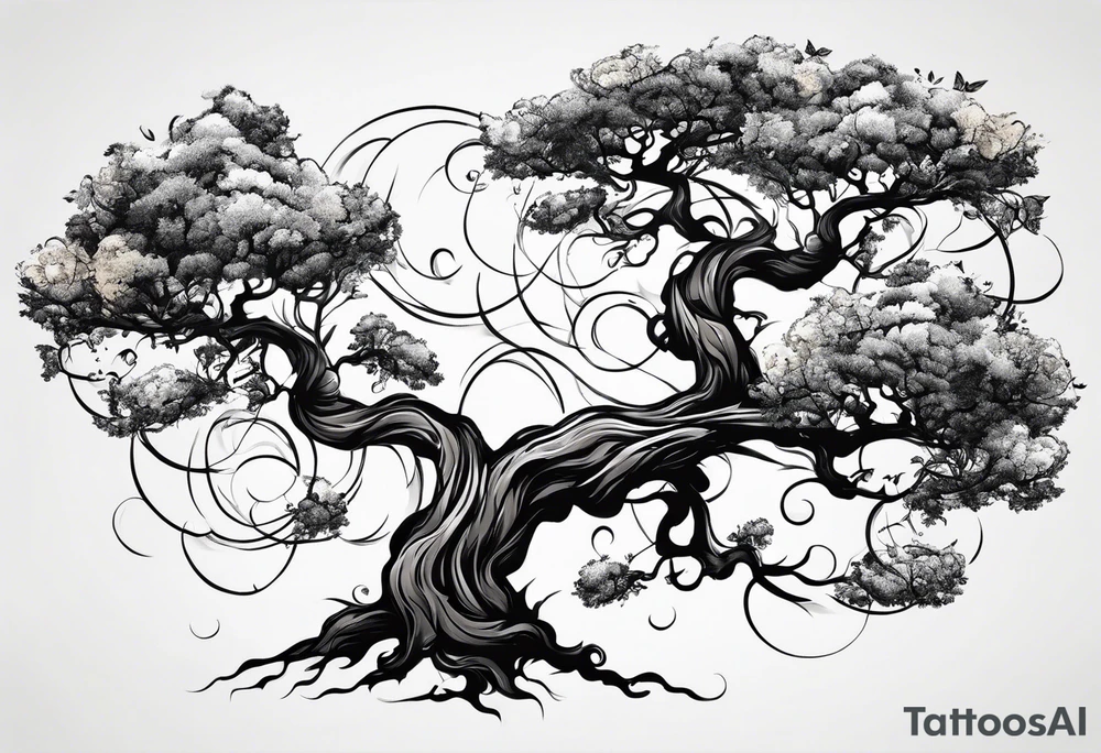 leave's tree flying away tattoo idea