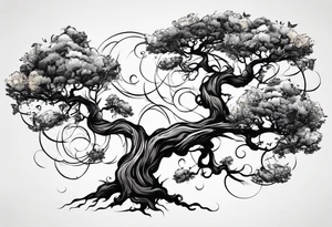 leave's tree flying away tattoo idea