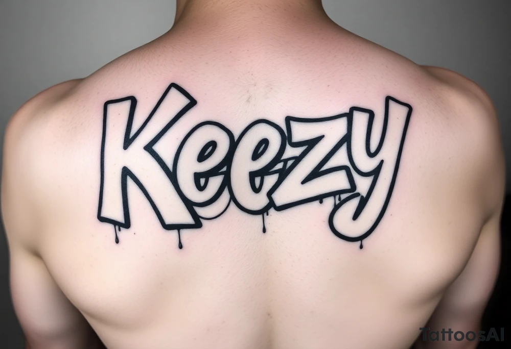 Graffiti spray paint style big fat hollow bubble style lettering as one  (KeezY MadE) tattoo idea