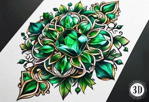 Emerald color Puzzle pieces tattoo idea