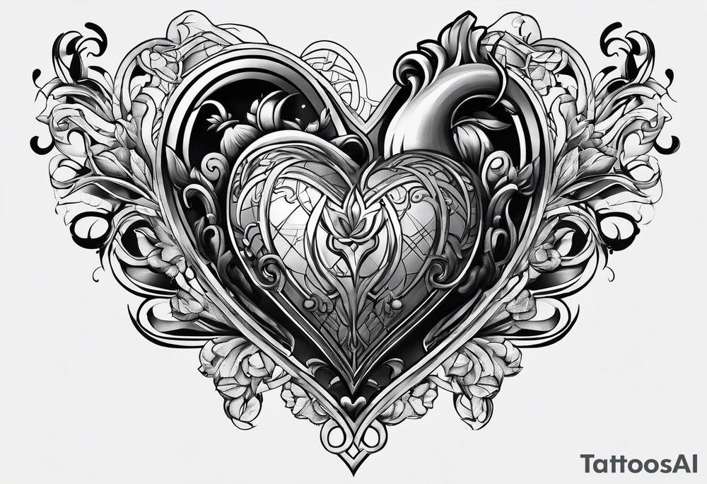 heart with 4 wheels in it tattoo idea