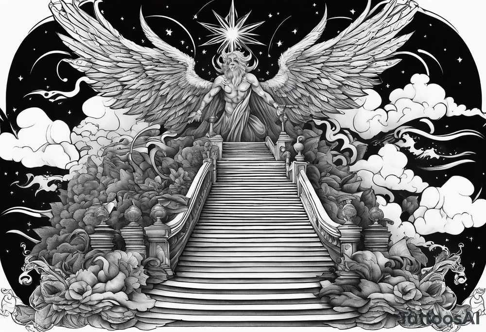 Satan fallen down on the stairway to heaven tattoo idea
