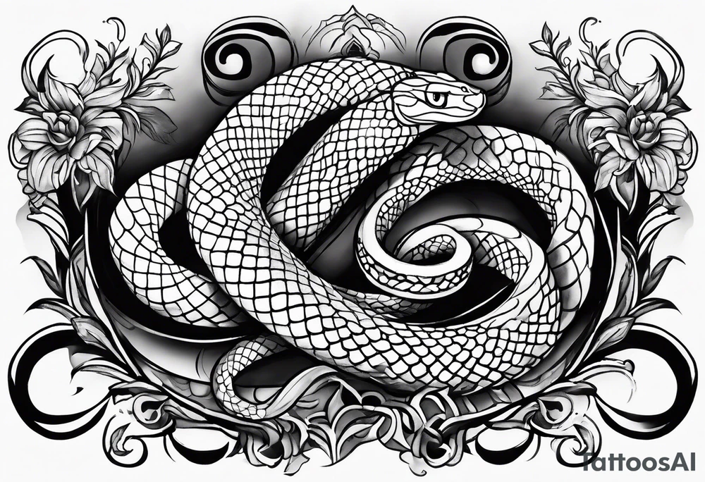 top of a snake straight line tattoo idea