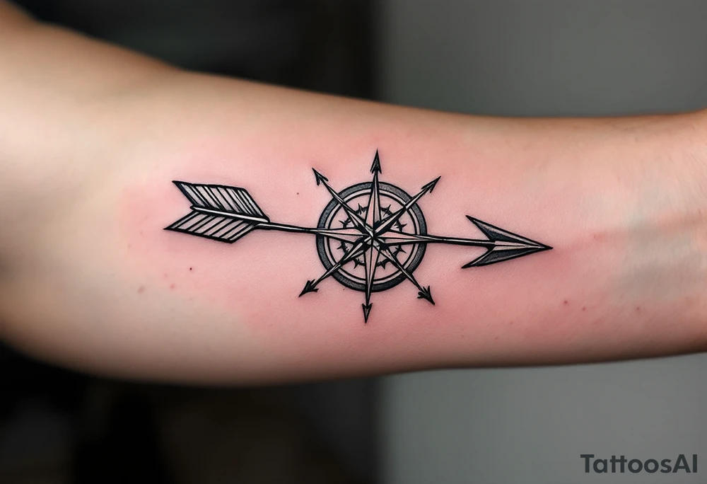 Japanese arrow with compass tattoo idea