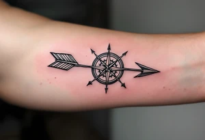 Japanese arrow with compass tattoo idea