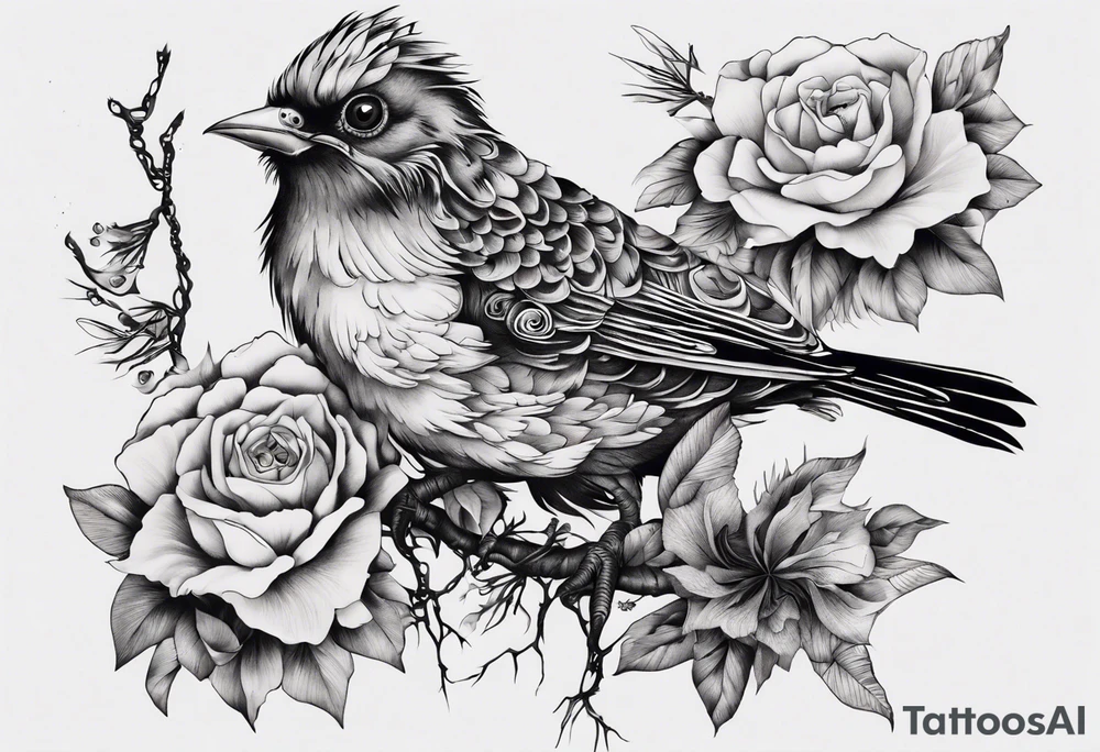 this bird you cannot change, highly detailed tattoo idea