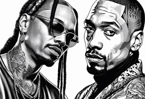 Eminem and snoop dog leg sleeve for female tattoo idea