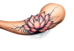 serene lotus flower emerging from sacred waters with ripples tattoo idea