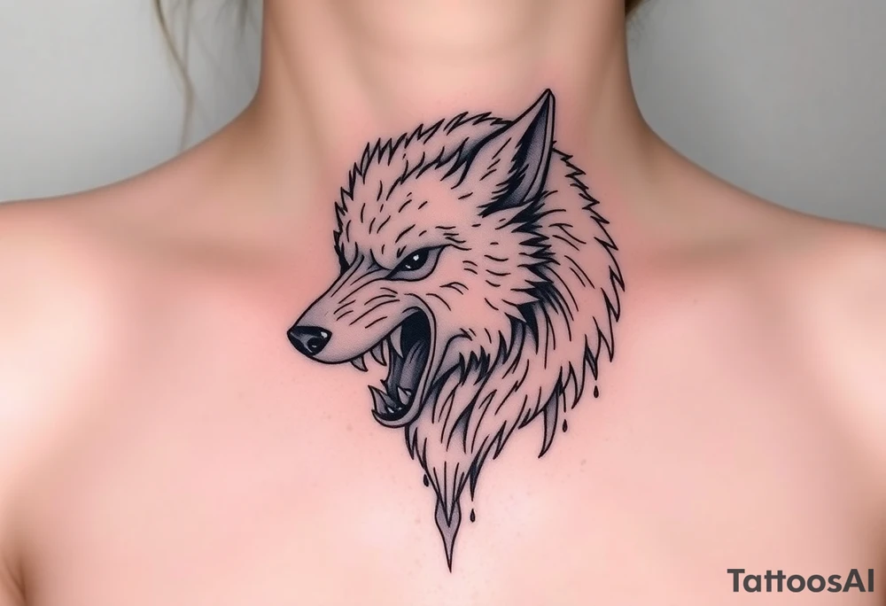 A  wolf snarling as a sheep  mystical creature tattoo idea
