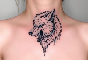 A  wolf snarling as a sheep  mystical creature tattoo idea