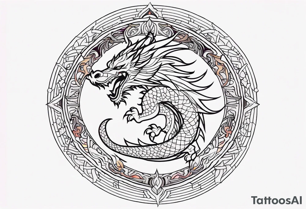 Dragon around Mandala tattoo idea