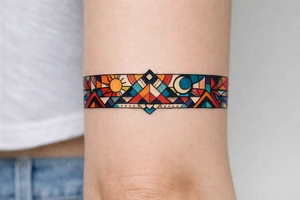 armband, abstract, geometric, full of color tattoo idea