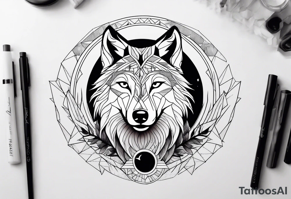 a wolf with the moon in the background tattoo idea