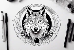 a wolf with the moon in the background tattoo idea