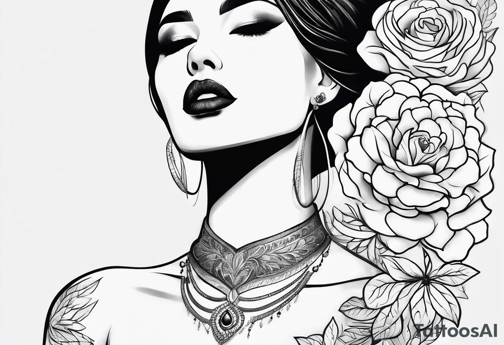 Feminine throat tattoo idea