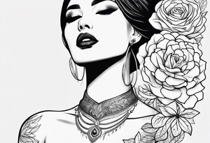 Feminine throat tattoo idea