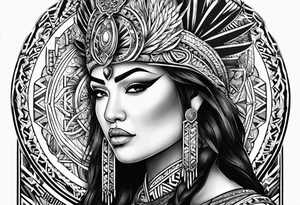 Māori female warrior doing pukana tattoo idea