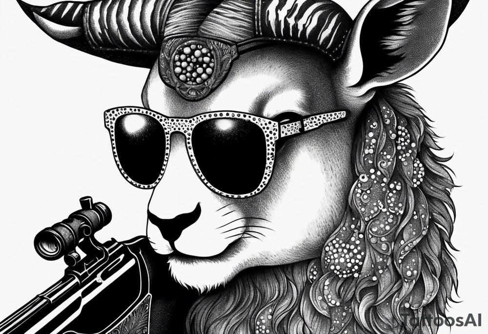 capricorn with sunglasses and shotgun tattoo idea