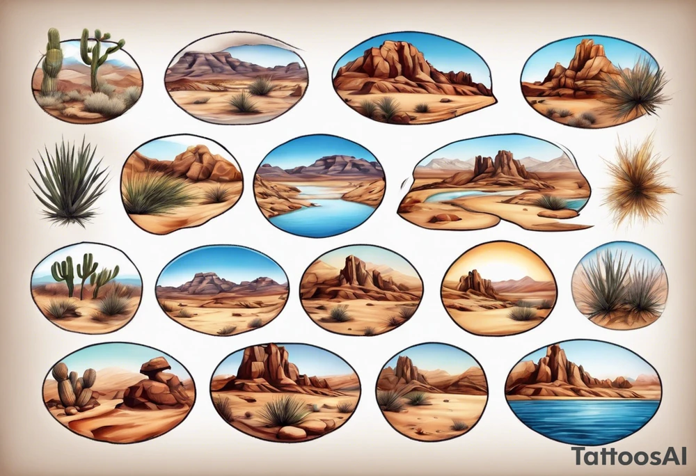 Desert river landscape tattoo idea