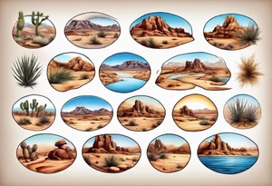 Desert river landscape tattoo idea
