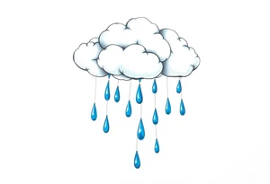 blue rain drops with cloud tattoo idea