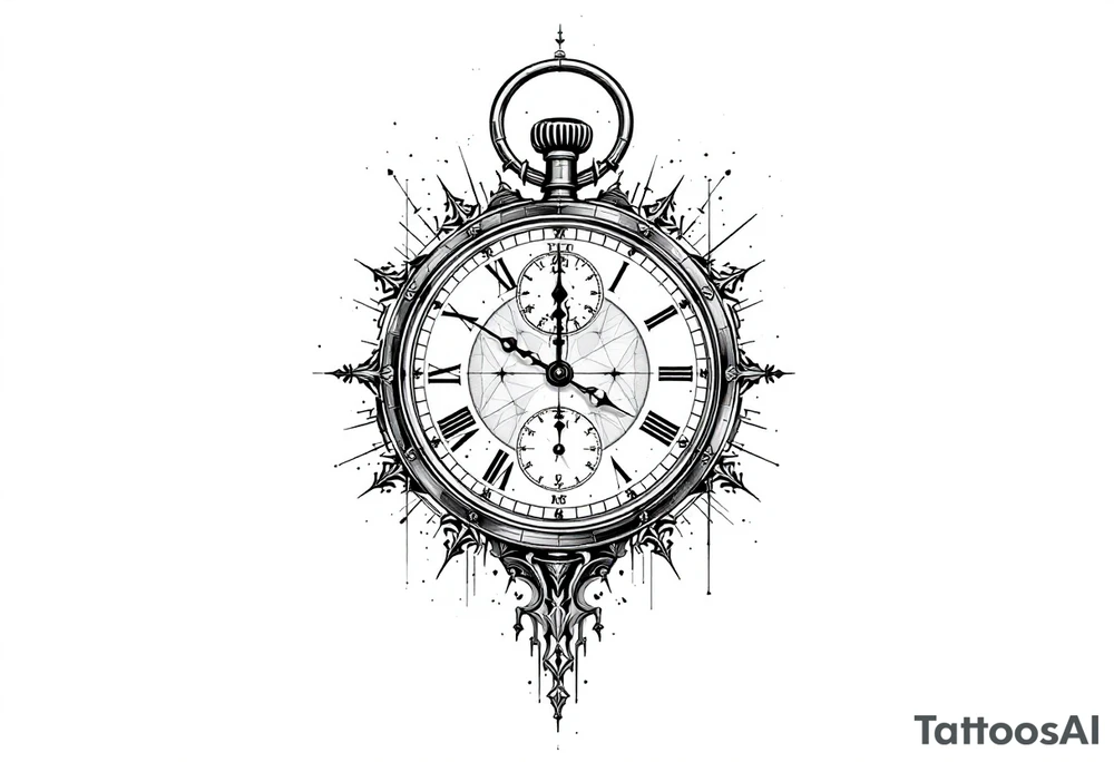 draw a stop watch time piece on the dorsal part of a body tattoo idea