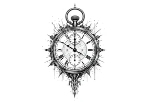 draw a stop watch time piece on the dorsal part of a body tattoo idea