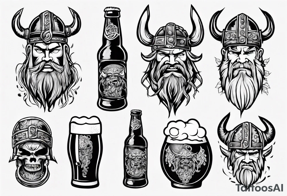 viking drinking beer tattoo idea