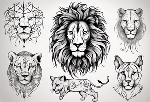 Lion with cat tattoo idea