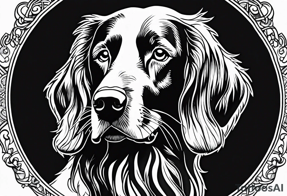 Outline of an irish setter no fill tattoo idea