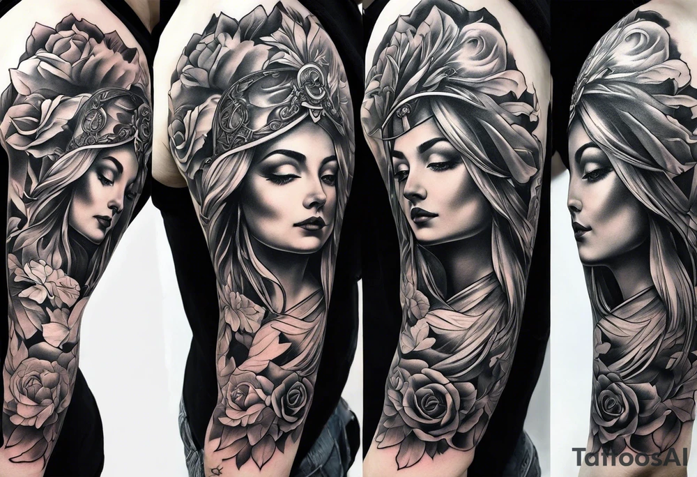 sleeve tattoo - four cardinal virtues of stoicism tattoo idea