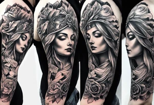 sleeve tattoo - four cardinal virtues of stoicism tattoo idea