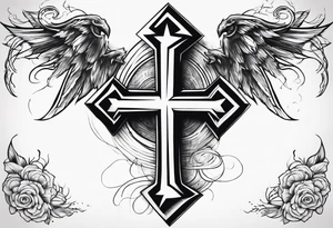 Cross with a lightning bolt tattoo idea