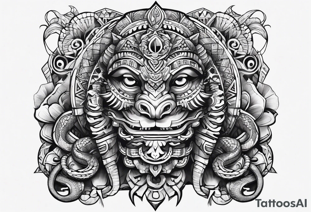 aztec snake sleeve tattoo idea