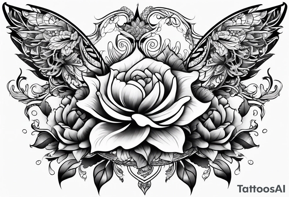 ornate floral sternum tattoo tattoo idea