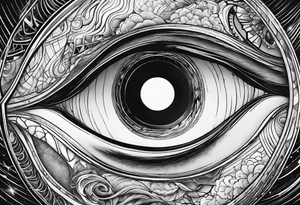 A open black hole, heart inside the hole showing unconditional love tattoo idea