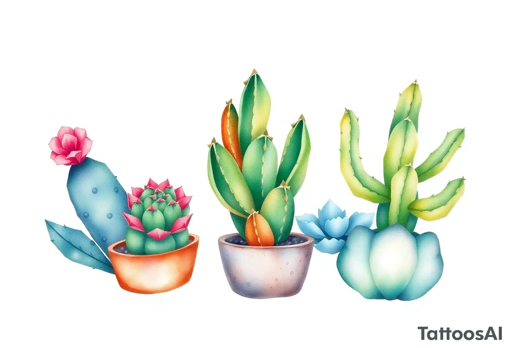 Cute cacti tattoo idea