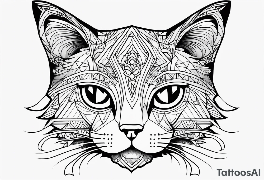 Thin line drawing of mineki neko tattoo idea