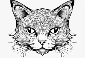 Thin line drawing of mineki neko tattoo idea
