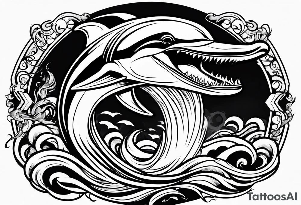 dolphin smoking a cigarette tattoo idea