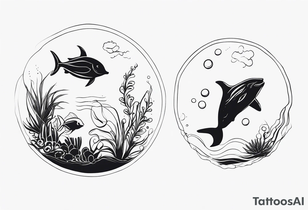 Father daughter matching 2 separate tattoos . Water related. Marine life tattoo idea