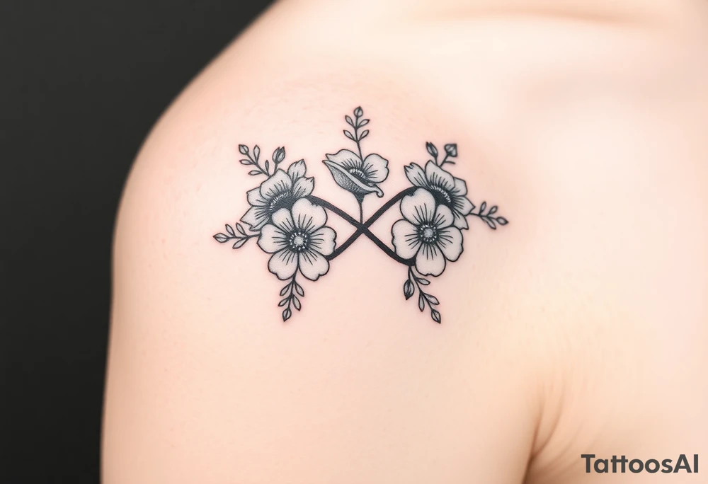 July December January birth flower infinity sign tattoo idea