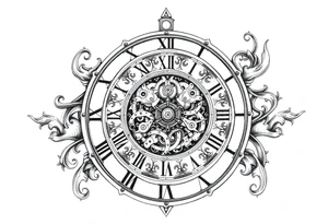 vintage roman numerals within ornate clockwork mechanism tattoo idea