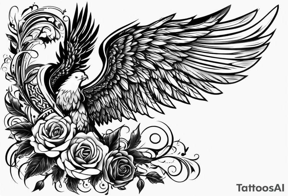The word Glenn on a banner with angel wings tattoo idea