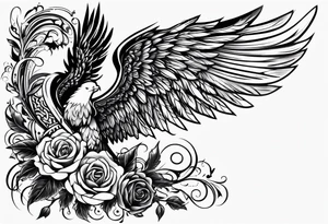 The word Glenn on a banner with angel wings tattoo idea