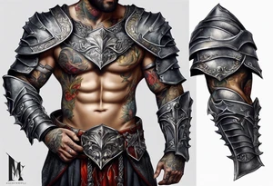 a beggar half suited in knights armor tattoo idea