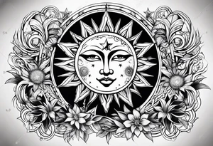 Sun moon and stars tattoo idea