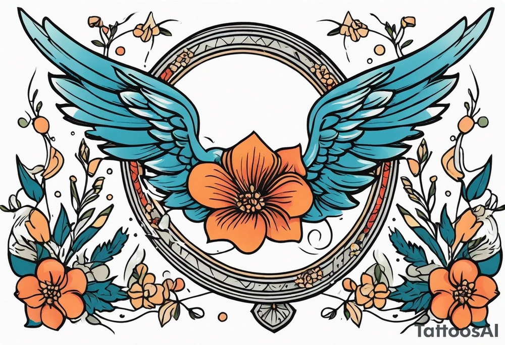 angel wings
old school vintage simple traditional design surrounded by vintage flowers


bold color simple tattoo idea