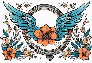 angel wings
old school vintage simple traditional design surrounded by vintage flowers


bold color simple tattoo idea